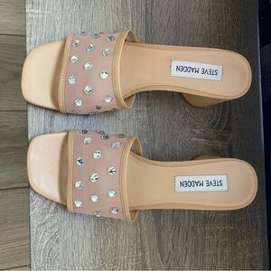 Steve Madden Tan Embellished Women's Slide Sandals